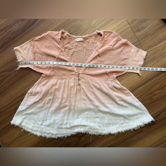 Altar'd State Top Pink Blush & White Ombre Flowy Boho Blouse Free People Sz M - Picture 10 of 12